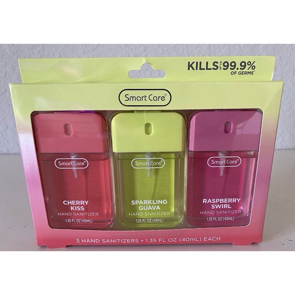 3 Pk 1.35 Fl Oz Smart Care‎ Scented Hand Sanitizer Spray Cherry Guava Raspberry